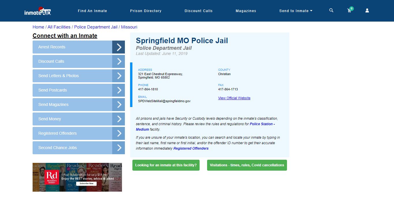 Springfield MO Police Jail & Inmate Search - Springfield, MO
