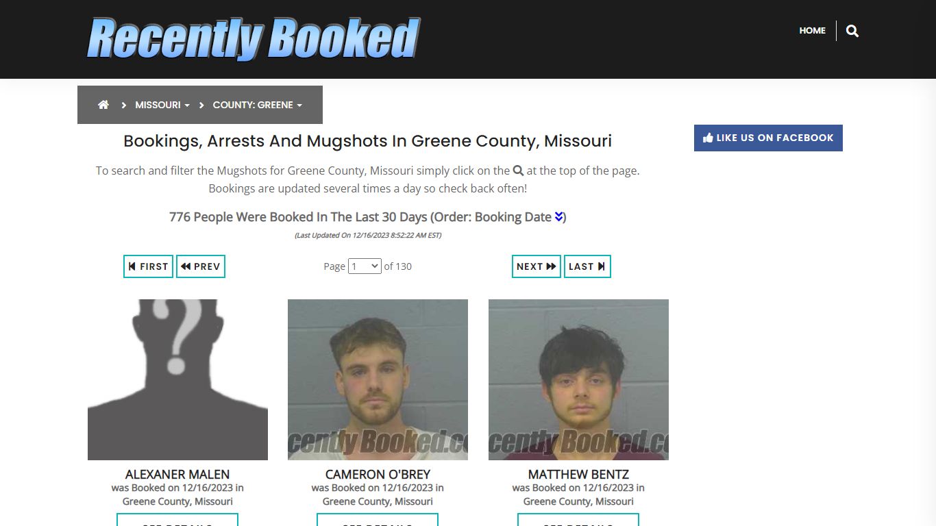 Recent bookings, Arrests, Mugshots in Greene County, Missouri